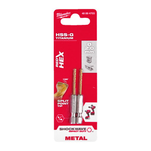 Milwaukee Red Hex Shockwave HSS-Tin Metal Drill Bits (Select Size)