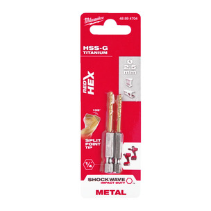 Milwaukee Red Hex Shockwave HSS-Tin Metal Drill Bits (Select Size)