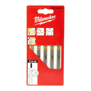 Milwaukee 4932254061 T101B Jigsaw Blades - Pack of 5 (75x2.5mm) Clean and Splinter Free 