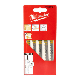 Milwaukee 4932274351 T101D Jigsaw Blades - Pack of 5 - Clean and Splinter Free Cutting