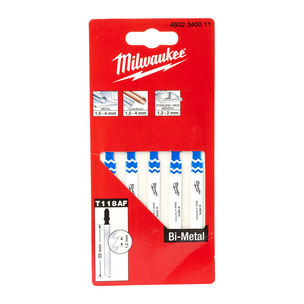 Milwaukee 4932340011 T118AF Metal Jigsaw Blades - Pack of 5