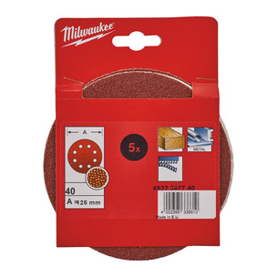 Milwaukee 125mm 8 Hole Sanding Sheets for Random Orbital Sanders (Select Grit and Pack Size)