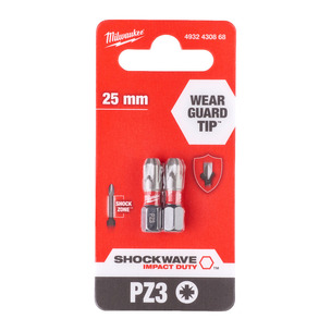 Milwaukee 4932430868 PZ3 25mm Shockwave Impact Duty Screwdriver Bits - 2pc 