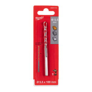 Milwaukee Premium Concrete Drill Bits - 3 Flat Shank (Select Size)