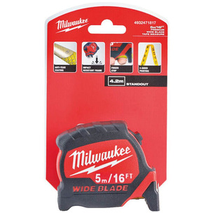 Width 25mm Metric Only Milwaukee Hand Tools Slimline Tape Measure 5m