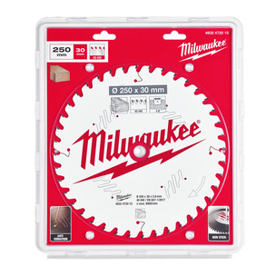 Milwaukee Circular Saw Blades for Mitre Saws  - 250x30x2.8x40ATB Wood