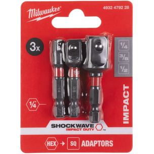 Milwaukee 4932479228 3pc Shockwave Impact Duty Socket Adaptor Set