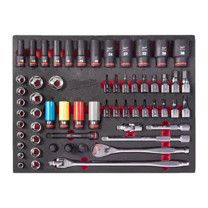 Milwaukee 4932500757 1/2" Ratchet & Impact Socket Set Foam Insert 60 Piece