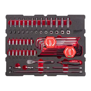 Milwaukee 4932501867 68 Piece 1/4" Ratchet & Socket Packout Foam Insert Set