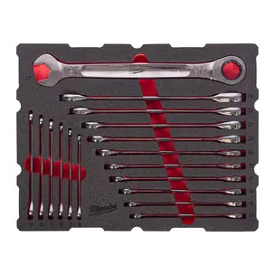 Milwaukee 4932501872 17 Piece Maxbite Ratcheting Combination Spanner Packout Foam Set