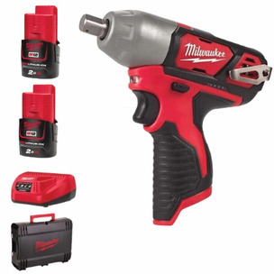 Milwaukee M12BIW12-202C 12V 1/2" Compact Impact Wrench Kit (2 x 2.0Ah RedLithium-Ion Batteries, Charger & Case)