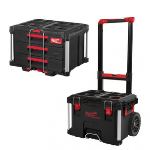 Milwaukee Packout Trolley Box and Drawer Bundle - 4932464078 Trolley Box & 4932472130 3 Drawer Toolbox