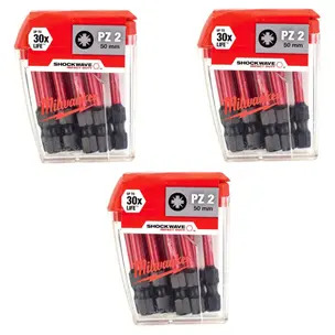 Milwaukee 4932430866 SHOCKWAVE PZ2 50mm Impact Duty Screwdriver Bit Set 10 Piece - Triple Pack