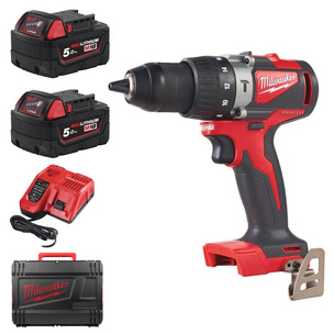 Milwaukee M18BLPD2-502X 18v Brushless Combi Drill Kit - 2 x 5ah Batteries