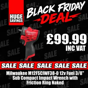 Milwaukee M12FSCIWF38-0 12v Fuel 3/8" Sub Compact Impact Wrench with Friction Ring Naked
