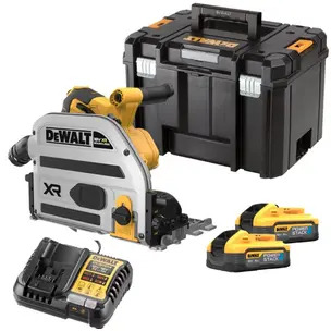 Dewalt DCS525H2T 18V XR Brushless Plunge Saw, 2x 5.0Ah Powerstack Batteries, Charger & Case