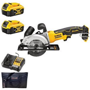 DeWalt DCS571 18V XR Brushless 115mm Compact Circular Saw - 2 Batteries, Charger and PTM Bag