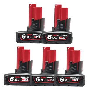Milwaukee M12B6 12V 6.0Ah RedLithium-Ion Battery - 5 Pack