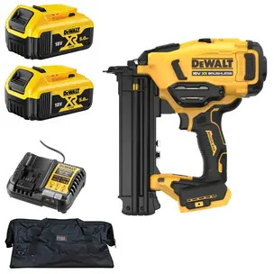 DeWalt DCN210SN-XJ 18V XR Cordless 18GA Brad Finish Nailer Kit - 2 x 5.0ah Batteries, Charger & PTM Bag