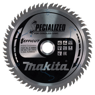 Makita B-69864 165mm Circular Saw Blade Efficut TCT 165mm x 20mm x 60T