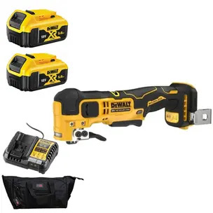 Dewalt DCS358N 18V XR Cordless Brushless Oscillating Multi-Tool Kit - 2 x 5.0ah Batteries, Charger & PTM Small Bag