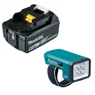 Makita BL1860 18V LXT 6.0Ah Li-Ion Battery and DML186 18V LED Li-Ion Flashlight Bare Unit