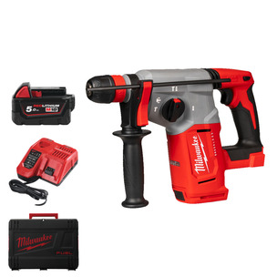 Milwaukee M18BLHX-501X 18v Brushless 4 Mode 26mm SDS-Plus Hammer with Fixtec Chuck Kit 