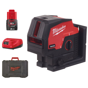 Milwaukee M12CLL4P-301C 12v Cross Line Laser with 4 Points Kit - 3.0ah Battery