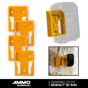 AMMO Yellow Battery Mounts for Dewalt 18v Batteries (Pack of 4)