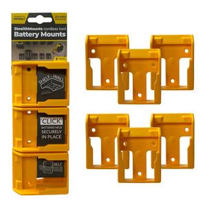 StealthMounts 6 Pack Battery Holders for DeWalt 18V Batteries - Yellow