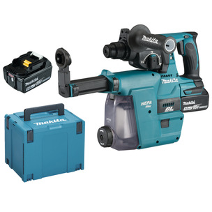 Makita DHR242RTJW 18v Brushless SDS+ Rotary Hammer Drill with Dust Extraction Unit Kit 