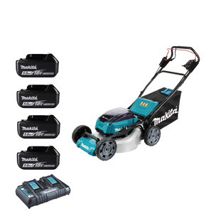 Makita DLM462PT4 Twin 18v (36v) Self Propelled Lawn Mower Kit - 4 x 5.0ah Batteries and Twin Charger