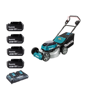 Makita DLM530PT4 Twin 18v (36v) LXT Brushless 53cm Lawn Mower Kit - 4 x 5.0ah Batteries and Twin Charger