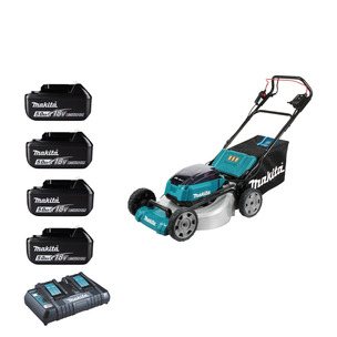 Makita DLM532PT4 Twin 18v (36v) 53cm Self Propelled Lawn Mower Kit - 4 x 5.0ah Batteries and Twin Charger