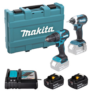 Makita DLX2537ST 18v LXT Twin Kit DHP490 Combi Drill / DTD153 Impact Driver - 2 x 5.0ah Batteries