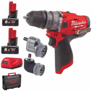 Milwaukee M12FPDXKIT-602X M12 12V Compact Percussion Drill (Removable Chuck & 2 x 6.0Ah RedLithium-Ion Batteries)