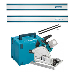 Makita DSP600ZJ Twin 18v Brushless Plunge Saw Naked with 2 Rails and Connector Set 