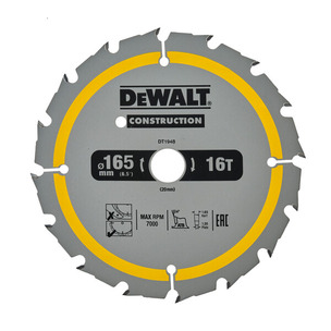 Dewalt DT1948 Construction Circular Saw Blade 165mm x 20mm x 16T