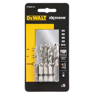 Dewalt DT50060 5pc Impact Ready Drill Taps - M4, M5, M6, M8, M10