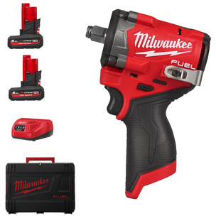 Milwaukee M12FCIWF12G3-502X 12v Fuel 1/2" Compact Impact Wrench Kit - 2 x 5.0ah High Output Batteries