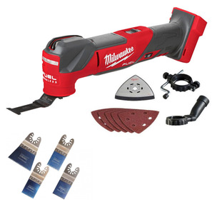 Milwaukee M18FMT-0 Fuel 18v Multi-tool Naked & H4MAK 4 Piece Blade Set