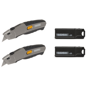 Toughbuilt TB-H4S52-20 Autoloading Utility Knife Twin Pack and 50 Blades