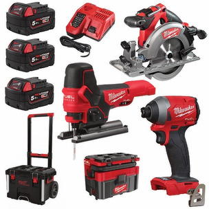 Milwaukee M18FPP4DA-503P 18v Fuel 4pc Powerpack Kit In Packout Trolley Box