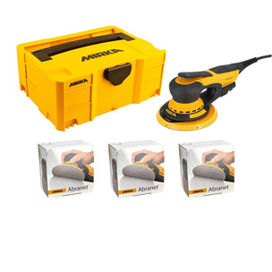 Mirka Deros II 5650cv 125/150mm Random Orbit Sander 240v in Case with Discs