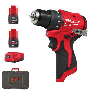 Milwaukee M12BLDDRC-202C 12v Compact Brushless Drill Driver Kit - 2 x 2.0ah Batteries