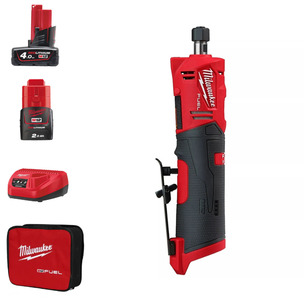 Milwaukee M12FDGS-422B 12V Fuel  Straight Die Grinder Kit (1 x 2.0Ah battery, 1 x 4.0Ah battery, Charger & Toolbag)