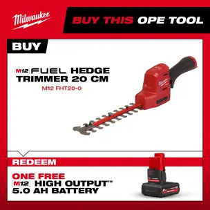 Milwaukee M12FHT20-0 12v Fuel 20cm Hedge Trimmer Naked