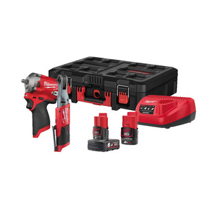 Milwaukee M12FPP2H-622P 12v Fuel Brushless 3/8" Wrench and Ratchet Kit in Packout Case 