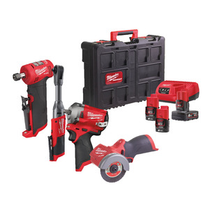 Milwaukee M12FPP4B-623P 12v 4pc M12 Fuel Kit - Impact Wrench, Ratchet, Cut Off Saw and Die Grinder