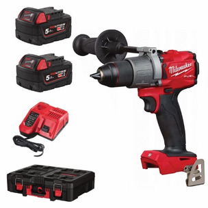 Milwaukee M18FPD2-502P 18V Fuel 1/2" Percussion Drill (2 x 5.0Ah Batteries) in Packout Case